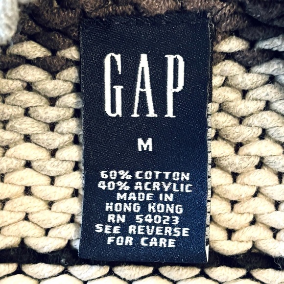 Vintage Y2K Gap Striped Turtleneck Cotton Chunky Knit Sweater Size Medium M - Picture 4 of 6